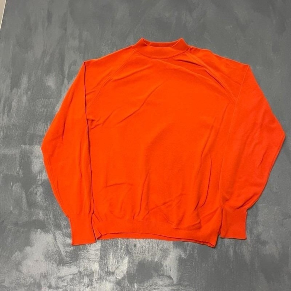Vintage Ban-Lon Knit Mock Neck Shirt Men XL Orange 1980s Puritan
